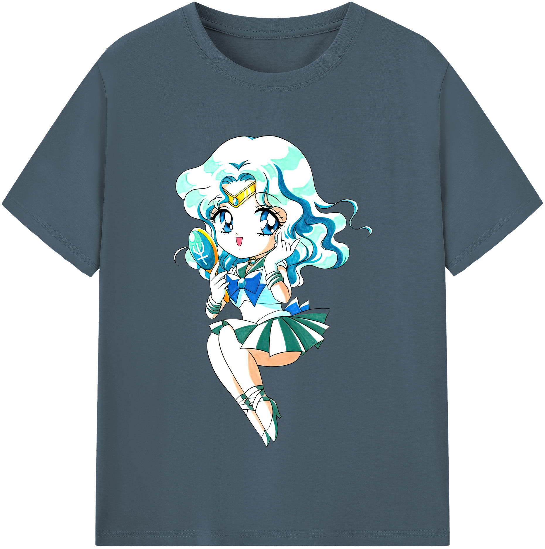 （画像用） 美少女戦士セーラームーン 海王 みちる（かいおう みちる） Sailor Moon Kaiou Michiru 綿100％半袖Tシャツ（フロントプリント）